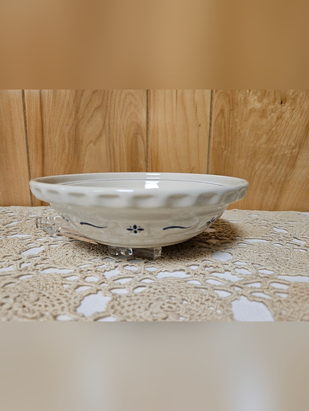 Longaberger Pottery 7" Pie Baking Plate Woven Traditions Blue - Picture 4 of 6